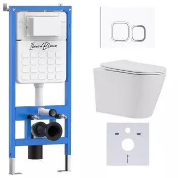 Комплект инсталляции Iberica Blanca IB001.BRA.231.831 (инсталляция + унитаз BURGOS ALTO IB.BRA.231.1B1 + кл. смыва белый глянцевый ESTI-Q IB.B083.001.000) (2 коробки)