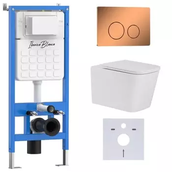 Комплект инсталляции Iberica Blanca IB001.TLA.231.8171 (инсталляция + унитаз TOLEDO ALTO IB.TLA.231.1B1 + кл. смыва розовое золото INOX-О (IB.B081.007.001) (2 коробки)