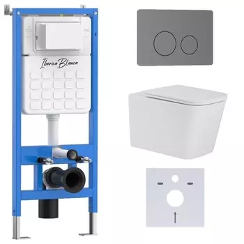 Комплект инсталляции Iberica Blanca IB001.TLA.231.8180 (инсталляция + унитаз TOLEDO ALTO IB.TLA.231.1B1 + кл. смыва вороненая сталь INOX-О (IB.B081.008.000) (2 коробки)