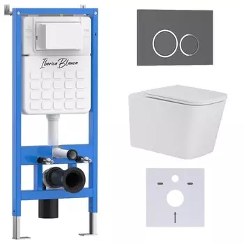 Комплект инсталляции Iberica Blanca IB001.TLA.231.827 (инсталляция + унитаз TOLEDO ALTO IB.TLA.231.1B1 + кл. смыва серый, матовый ESTI-O (IB.B082.007.000) (2 коробки)