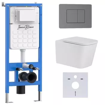 Комплект инсталляции Iberica Blanca IB001.TLA.231.1180 (инсталляция + унитаз TOLEDO ALTO IB.TLA.231.1B1 + кл. смыва вороненая сталь INOX-C (IB.B011.008.000) (2 коробки)