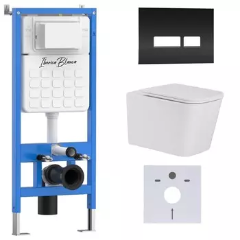 Комплект инсталляции Iberica Blanca IB001.TLA.231.2211 (инсталляция + унитаз TOLEDO ALTO (IB.TLA.231.1B1) + кл. смыва черный) (2 коробки)
