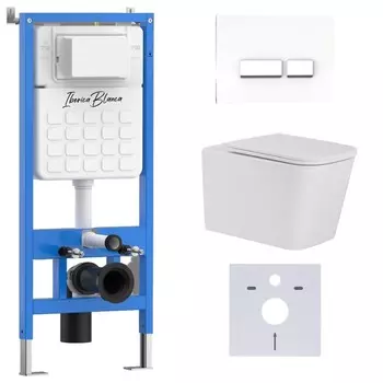 Комплект инсталляции Iberica Blanca IB001.TLA.231.2210 (инсталляция + унитаз TOLEDO ALTO IB.TLA.231.1B1 + кл. смыва белая, стекло CRYSTAL-R (IB.B022.001.00) (2 коробки)