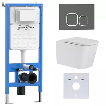 Комплект инсталляции Iberica Blanca IB001.TLA.234.837 (инсталляция + унитаз TOLEDO ALTO IB.TLA.234.1B1 + кл. смыва серый, матовый ESTI-Q IB.B083.007.000) (2 коробки)