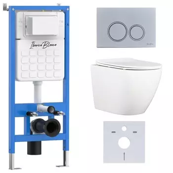 Комплект инсталляции Iberica Blanca (инсталляция + унитаз BILBAO ALTO (IB.BLA.231.1B1) + кл. смыва хром глянцевый, пластик ESTI-O IB.B082.004.000 (IB001.BLA.231.824) (2 коробки)