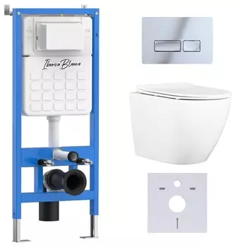 Комплект инсталляции Iberica Blanca (инсталляция + унитаз BILBAO ALTO (IB.BLA.231.1B1) + кл. смыва хром глянцевый, пластик ESTI-R IB.B021.003.002 (IB001.BLA.231.213) (2 коробки)