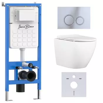 Комплект инсталляции Iberica Blanca (инсталляция + унитаз BILBAO ALTO (IB.BLA.231.1B1) + кл. смыва хром матовый, пластик ESTI-O IB.B082.003.002 (IB001.BLA.231.823) (2 коробки)