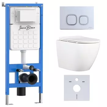 Комплект инсталляции Iberica Blanca (инсталляция + унитаз BILBAO ALTO (IB.BLA.231.1B1) + кл. смыва хром матовый, пластик ESTI-Q IB.B083.004.002 (IB001.BLA.231.834) (2 коробки)