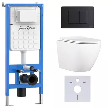 Комплект инсталляции Iberica Blanca (инсталляция + унитаз BILBAO ALTO (IB.BLA.231.1B1) + кл. смыва черный матовый, нержавеющая сталь INOX-C IB.B011.002.003 (IB001.BLA.231.112) (2 коробки)