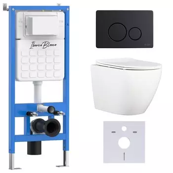 Комплект инсталляции Iberica Blanca (инсталляция + унитаз BILBAO ALTO (IB.BLA.231.1B1) + кл. смыва черный матовый, нержавеющая сталь INOX-O IB.B081.002.003 (IB001.BLA.231.812) (2 коробки)