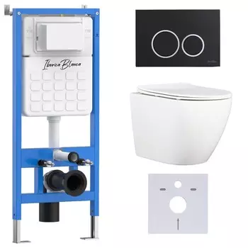 Комплект инсталляции Iberica Blanca (инсталляция + унитаз BILBAO ALTO (IB.BLA.231.1B1) + кл. смыва черный матовый, пластик ESTI-O IB.B082.002.000 (IB001.BLA.231.822) (2 коробки)