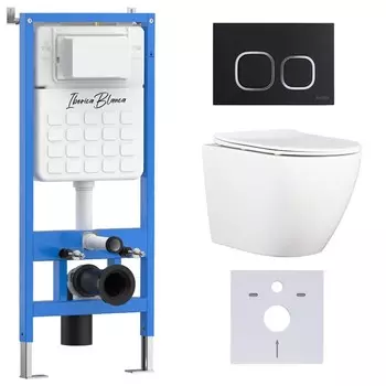 Комплект инсталляции Iberica Blanca (инсталляция + унитаз BILBAO ALTO (IB.BLA.231.1B1) + кл. смыва черный матовый, пластик ESTI-Q IB.B083.002.000 (IB001.BLA.231.832) (2 коробки)