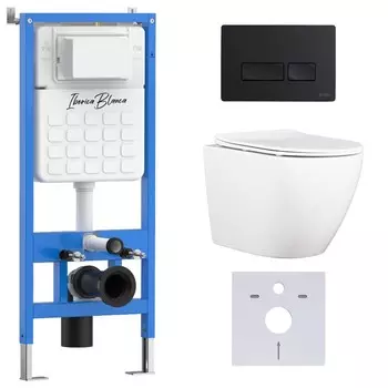 Комплект инсталляции Iberica Blanca (инсталляция + унитаз BILBAO ALTO (IB.BLA.231.1B1) + кл. смыва черный матовый, пластик ESTI-R IB.B021.002.000 (IB001.BLA.231.212) (2 коробки)