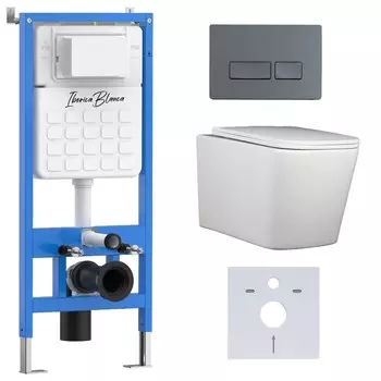 Комплект инсталляции Iberica Blanca (инсталляция + унитаз TOLEDO ALTO (IB.TLA.231.1B1) + кл. смыва серый/графит матовый, пластик ESTI-R IB.B021.008.000 (IB001.TLA.231.218) (2 коробки)