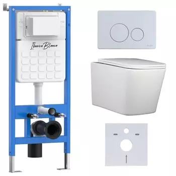 Комплект инсталляции Iberica Blanca (инсталляция + унитаз TOLEDO ALTO (IB.TLA.231.1B1) + кл. смыва белый матовый, нержавеющая сталь INOX-O IB.B081.001.000 (IB001.TLA.231.811) (2 коробки)