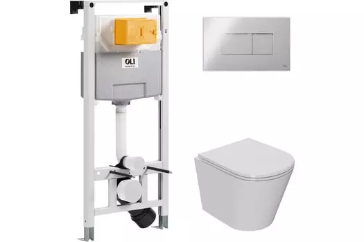 Комплект инсталляции OLI 879235pKA00+PN41061 (Сет: OLI 120 ECO Sanitarblock pneumatic+Панель KARISMA, хр. гл. + Унитаз Point Виктория PN41061)