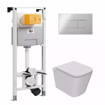 Комплект инсталляции OLI 879235pKA00+PN41081 (Сет: OLI 120 ECO Sanitarblock pneumatic+Панель KARISMA, хр. гл. + Унитаз Point Ника PN41081)