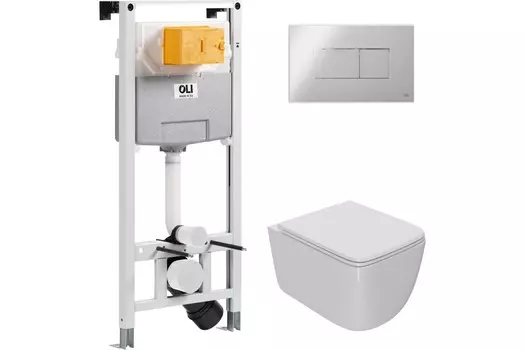 Комплект инсталляции OLI 879235pKA00+PN41831 (Сет: OLI 120 ECO Sanitarblock pneumatic+Панель KARISMA, хр. гл. + Унитаз Point Меркурий PN41831)