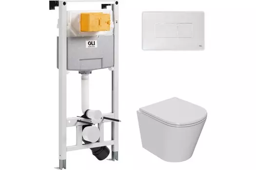 Комплект инсталляции OLI 879235pKA01+PN41061 (Сет: OLI 120 ECO Sanitarblock pneumatic+Панель KARISMA,бел., OLI + Унитаз Point Виктория PN41061)