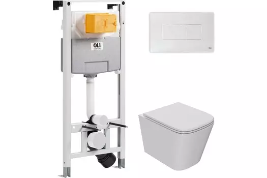 Комплект инсталляции OLI 879235pKA01+PN41081 (Сет: OLI 120 ECO Sanitarblock pneumatic+Панель KARISMA,бел., OLI + Унитаз Point Ника PN41081)