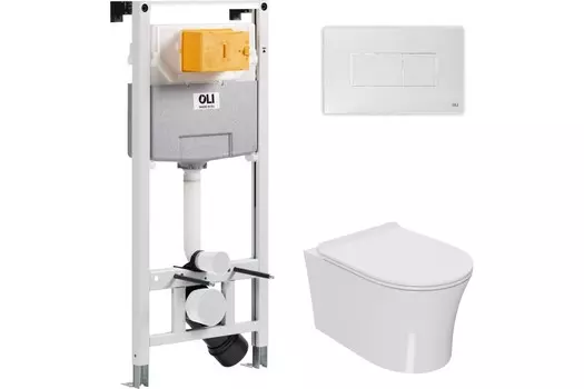 Комплект инсталляции OLI 879235pKA01+PN41711 (Сет: OLI 120 ECO Sanitarblock pneumatic+Панель KARISMA,бел., OLI + Унитаз Point Вега PN41711)