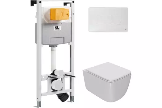 Комплект инсталляции OLI 879235pKA01+PN41831 (Сет: OLI 120 ECO Sanitarblock pneumatic+Панель KARISMA,бел., OLI + Унитаз Point Меркурий PN41831)