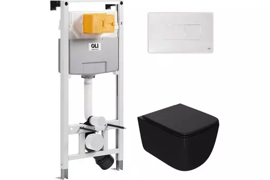 Комплект инсталляции OLI 879235pKA01+PN41831BM (Сет: OLI 120 ECO Sanitarblock pneumatic+Панель KARISMA,бел.,+Унитаз Point Меркурий, чёрн PN41831BM)