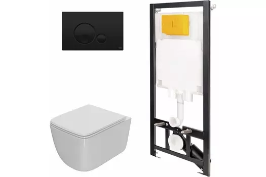 Комплект инсталляции OLI 886914GBO3+PN41831 (Сет: Инстал.OLI 80 ECO +панель OLI Globe черн. +Унитаз Point Меркурий PN41831 белый)