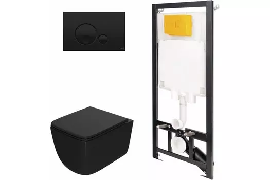 Комплект инсталляции OLI 886914GBO3+PN41831BM (Сет: Инстал.OLI 80 ECO +панель OLI Globe черн. +Унитаз Point Меркурий PN41831BM чёрный)