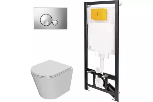 Комплект инсталляции OLI 886914GBOO+PN41061 (Сет: Инстал.OLI 80 ECO +панель OLI Globe хр.глянц. +Унитаз Point Виктория PN41061)