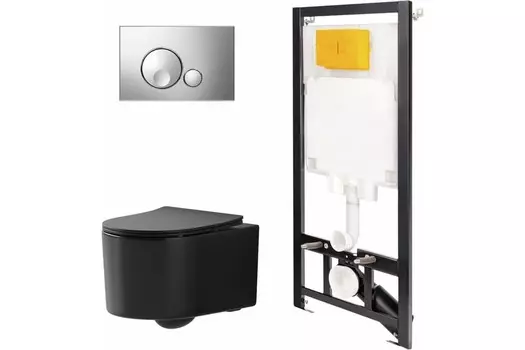 Комплект инсталляции OLI 886914GBOO+PN41701BM (Сет: Инстал.OLI 80 ECO +панель Globe хр.глянц., OLI+Унитаз Point Веста PN41701BM чёрн мат)