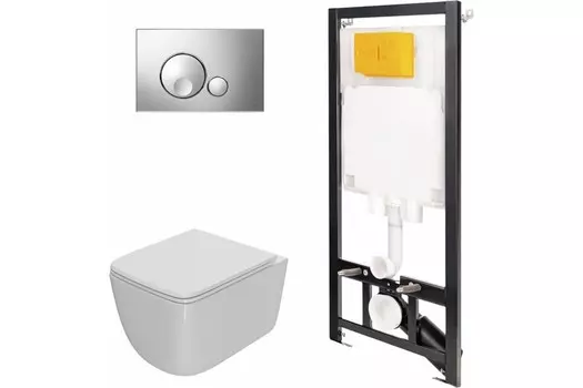 Комплект инсталляции OLI 886914GBOO+PN41831 (Сет: Инстал.OLI 80 ECO +панель Globe хр.глянц.+Унитаз Point Меркурий PN41831 белый)