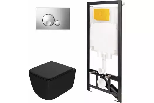 Комплект инсталляции OLI 886914GBOO+PN41831BM (Сет: Инстал.OLI 80 ECO +панель OLI Globe хр.глянц. +Унитаз Point Меркурий PN41831BM чёрный)