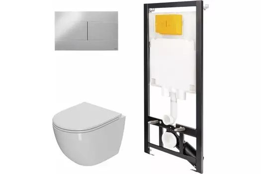 Комплект инсталляции OLI 886914SIOO+PN41041 (Сет: Инстал.OLI 80 ECO +панель OLI Slim хр. гл. +Унитаз Point Афина PN41041)