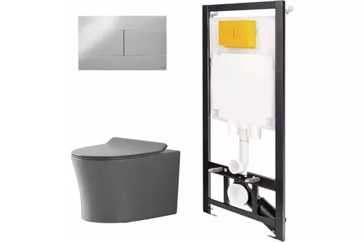 Комплект инсталляции OLI 886914SIOO+PN41711GM (Сет: Инстал.OLI 80 ECO +панель OLI Slim хр. гл. +Унитаз Point Вега PN41711GM)