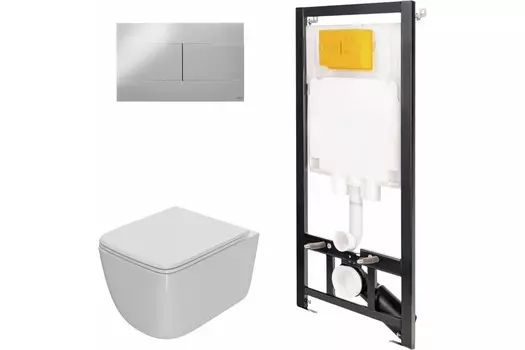 Комплект инсталляции OLI 886914SIOO+PN41831 (Сет: Инстал.OLI 80 ECO +панель OLI Slim хр. гл. +Унитаз Point Меркурий PN41831 белый)