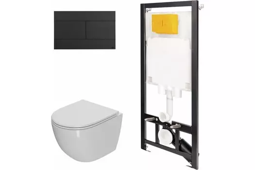 Комплект инсталляции OLI 886914SLO3+PN41041 (Сет: Инстал.OLI 80 ECO +панель OLI Slim черн. +Унитаз Point Афина PN41041)