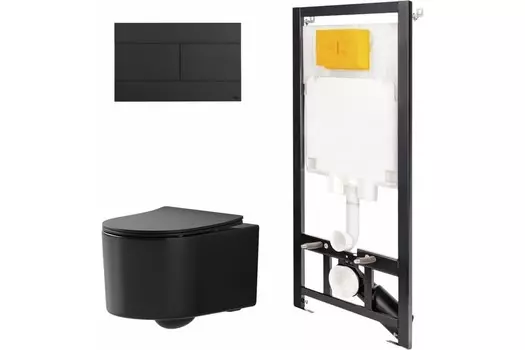 Комплект инсталляции OLI 886914SLO3+PN41701BM (Сет: Инстал.OLI 80 ECO +панель Slim черн., OLI+Унитаз Point Веста PN41701BM чёрн мат)