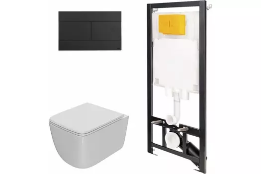 Комплект инсталляции OLI 886914SLO3+PN41831 (Сет: Инстал.OLI 80 ECO +панель OLI Slim черн. +Унитаз Point Меркурий PN41831 белый)