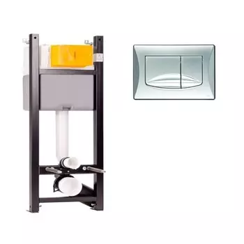 Комплект инсталляции OLI EXPERT Total Black LE (0400*1130*0150), мех + Панель слива RIVER DUAL хром глянец (886668RIOO)