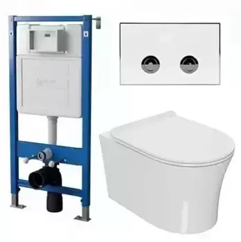 Комплект инсталляции Point PN48189WC (Элемент П PN45121 +Клав. Венера белый/хром PN44071WC + Унитаз Вега)