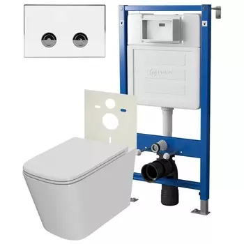 Комплект инсталляции Point PN48179WC (Элемент П PN45121 +Клав. Венера белый/хром PN44071WC + Унитаз Ника)