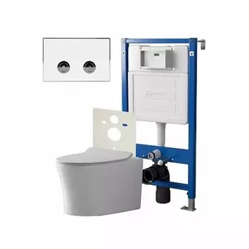 Комплект инсталляции Point PN48185WC (Элемент П PN45121 +Клав. Венера белый/хром PN44071WC + Унитаз Веста)