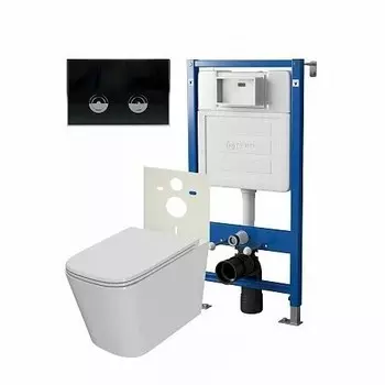 Комплект инсталляции Point PN48178BC (Элемент П PN45121 +Клав. Венера черный/хром PN44071BC + Унитаз Ника)