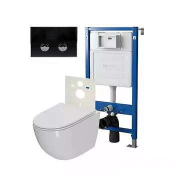 Комплект инсталляции Point PN48180BC (Элемент П PN45121 +Клав. Венера черный/хром PN44071BC + Унитаз Афина)