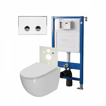 Комплект инсталляции Point PN48181WC (Элемент П PN45121 +Клав. Венера белый/хром PN44071WC + Унитаз Афина)