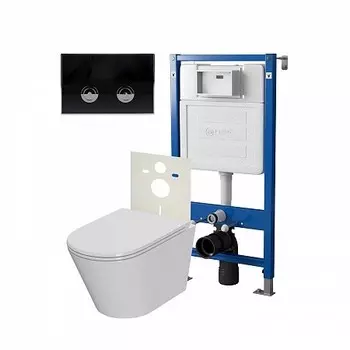 Комплект инсталляции Point PN48182BC (Элемент П PN45121 +Клав. Венера черный/хром PN44071BC +Унитаз Виктория)