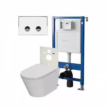 Комплект инсталляции Point PN48183WC (Элемент П PN45121 +Клав.Венера белый/хром PN44071WC + Унитаз Виктория)