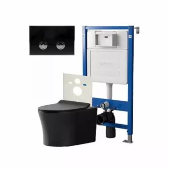 Комплект инсталляции Point PN48186BC (Элемент П PN45121 +Клав. Венера черный/хром PN44071BC+Унитаз Веста чёрный мат)