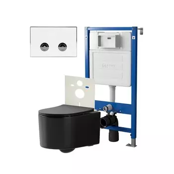 Комплект инсталляции Point PN48187WC (Элемент П PN45121 +Клав. Венера белый/хром PN44071WC+Унитаз Веста чёрный мат)